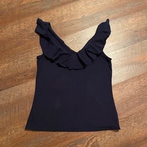 Navy Flounce top